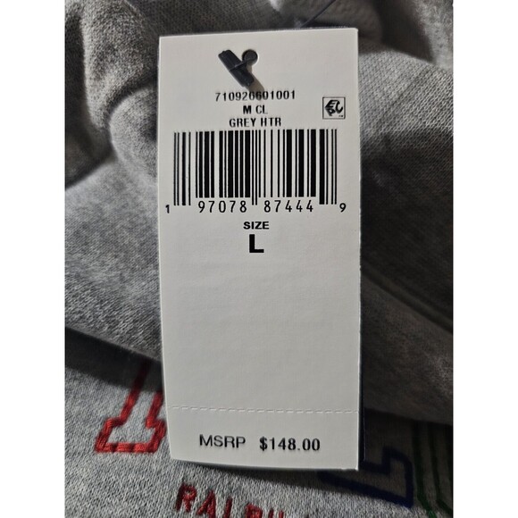 New  $148 POLO RALPH LAUREN FLEECE JOGGERS PANTS LOGO GREY Men's Size LARGE - Picture 10 of 10